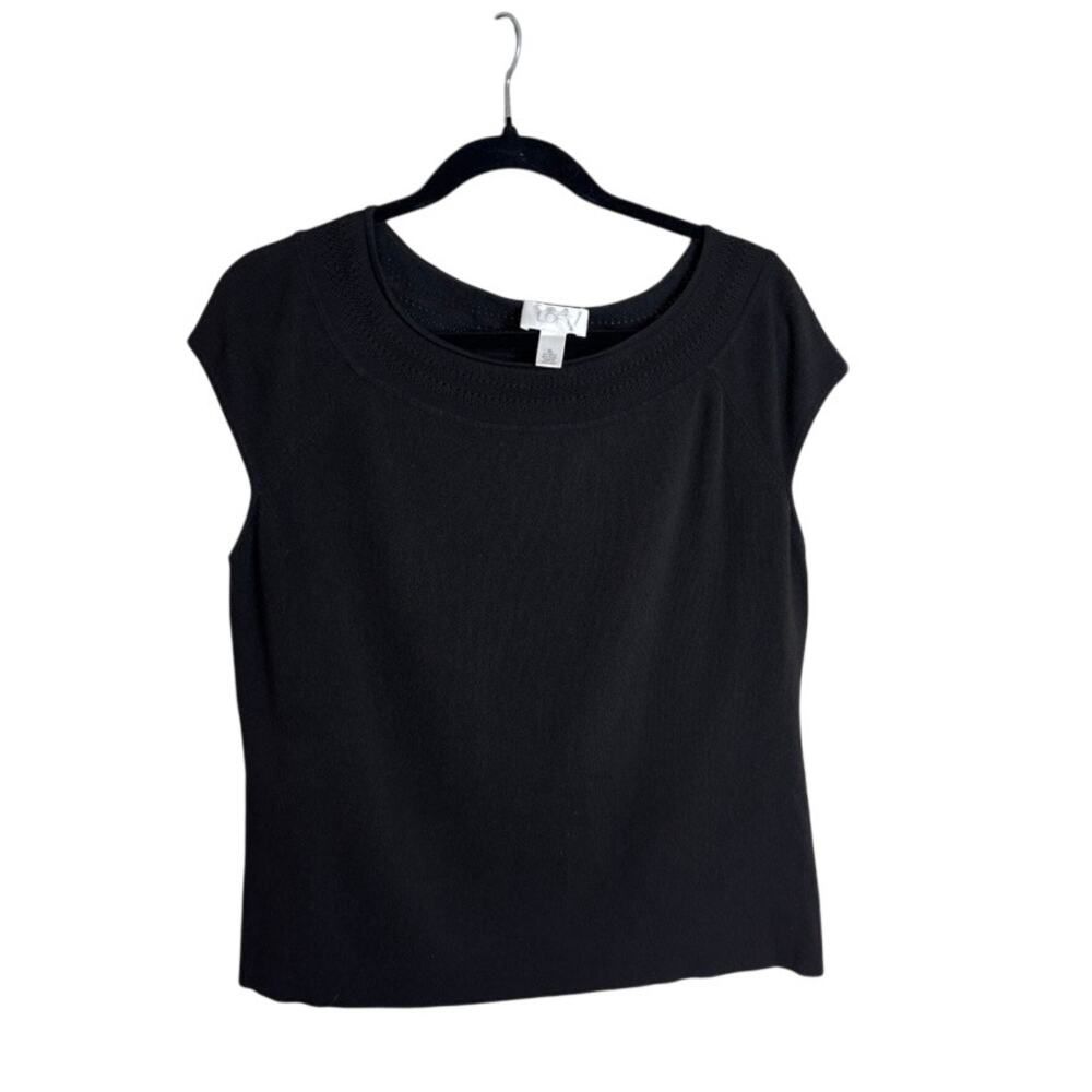 Ann Taylor Loft Knit Black Top Officecore Basic Neutral Women's XL